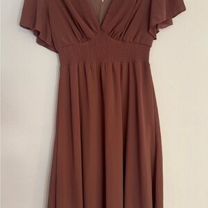 Baltic Born Sarah Smocked Midi Dress | Rosy Brown